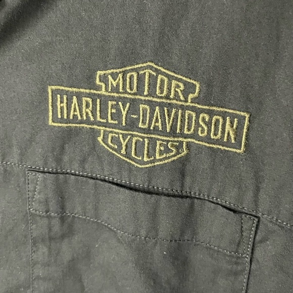 Harley Davidson Motorcycle Black Short Sleeve Button Up Size XL - Picture 3 of 9